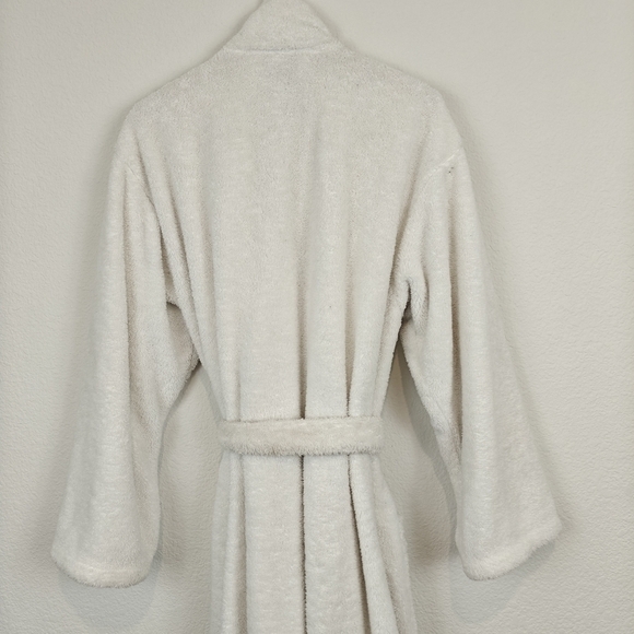 Pottery Barn Unisex White Long sleeve Pockets Belted Robe Size Medium - Picture 10 of 13